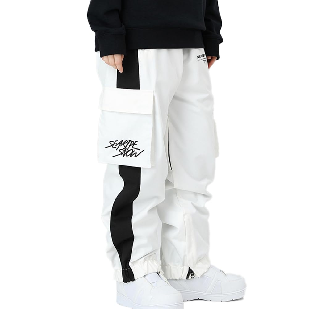HOUZONIY Dames skibroek, heren waterdichte winddichte softshellbroek, brede pasvorm snowboardbroek geschikt voor outdoorsporten, zwart, XS