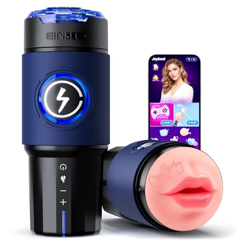 Image of EINSEO Thrusting Male Masturbator Pocket Pussy - AI Sync Oral-Feel Mouth Sleeve Sex Toys for Men, Up to 550 Strokes /Min, 360 Heated Constant Warmth Blowjob Adult Toy, Quiet Smooth Brushless Motor
