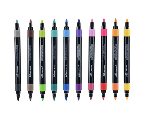 Image of Dual-Color Markers, Set of 10, Bright /Pastel Colors, Bright and Vivid Colors, For Crafts, Journaling, Coloring, Artists, Bullet Tip, Home or Classroom Use