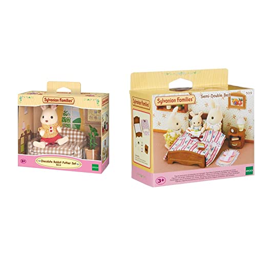 SYLVANIAN FAMILIES - Chocolat Père avec canapé & 5019 - Semi Lit Double - Poupées et Accessoires - Sylvanian