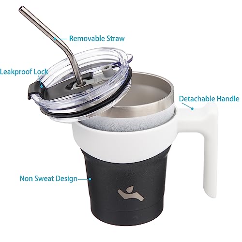 Image of Konokyo 10 oz Tumbler with Handle and Straw, Insulated Travel Mug