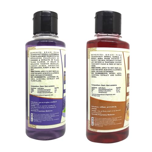 Image of Khadi Pure Lavender Ylang Ylang & Sandal Honey Body Wash, 210 ml (Pack of 2)