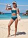 Blooming Jelly Womens High Waisted Bikini Sets Tummy Control Modest Two Piece Swimsuit 2026 Slimming Retro Sporty Color Block Bathing Suit (XL, Dark Green)