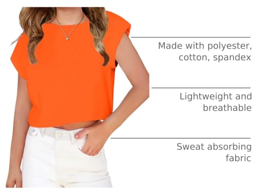 Image of Arshiner Girls Shirt Crop Tops Short Sleeve Summer Drop Shoulder Batwing Sleeve Crewneck Loose T Shirt Tee