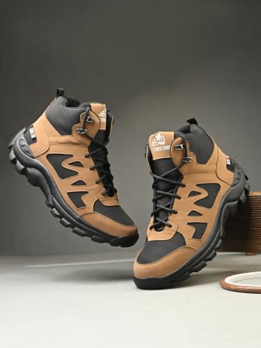 Image of Leo's Fitness Waterproof Canvas High Ankle Boots for Trekking Hiking & Other Casual Purpose