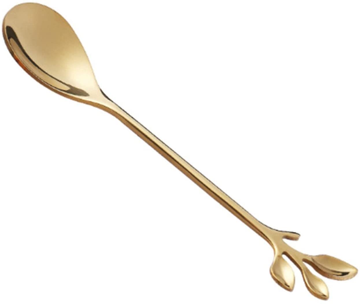 Löffel Restaurants Kreative Edelstahl Löffel Zweig Blätter Gabel Kaffee Küchenzubehör Geschirr Dekoration Esslöffel Hause(Gold Spoon)