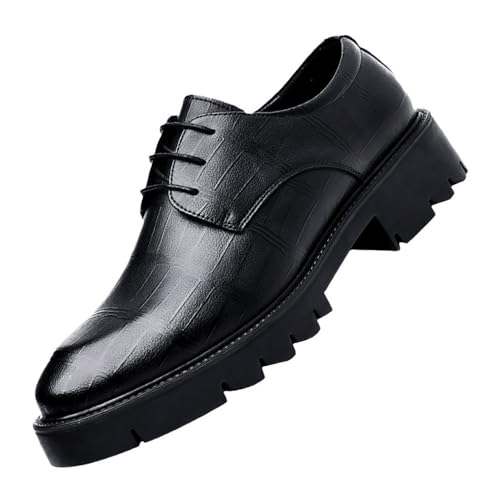 Men Dress Shoes British Style Fashion Business Formal Casual Leather Shoes for Wedding Groom Office Wear(10) Black