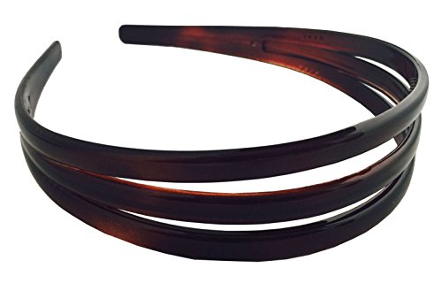 Parcelona French Triband Wide Tortoise Shell Brown Celluloid Hair Headband