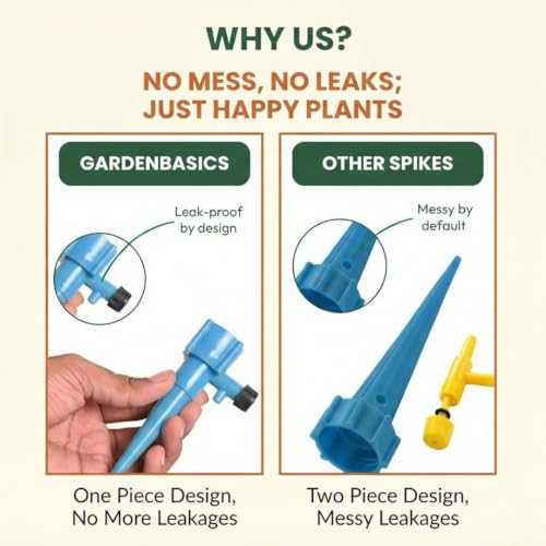 Image of Self Watering Spikes for Plants - Pack of 24 | Adjustable Drip Irrigation Kit for Indoor & Outdoor Plants | No Leakage Guarantee | Perfect for Vacation & Busy Gardeners (BLUE)