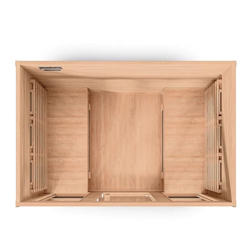 di volio Infrarotsauna Loimaa IV, Infrarotkabine für 4 Personen, aus Holz, Vollspektrumstrahler, LED-Farblichttherapie & Ionisator, 190x180x120 cm, (4-Personen)
