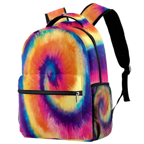 Sac à dos d'école tie-dye multicolore pour ados et femmes 40cm