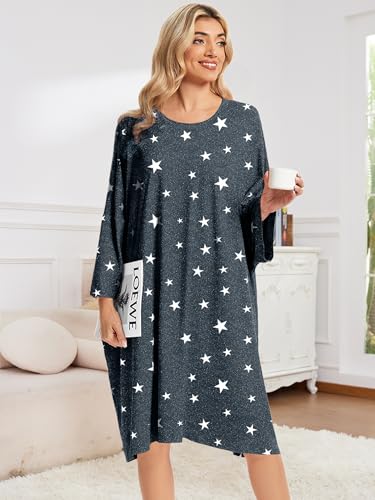 Image of CRIPOM Plus Size Moo Moos for Women Oversized Sleep Shirts for Women Oversized Nightgown with Pocket Fit S-5XL