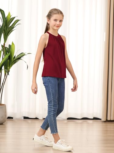 Image of GORLYA 2 Pack Girls Halter Neck Summer Sleeveless Shirt Multipacks Casual Curvy Tank Tops for 6-14Y