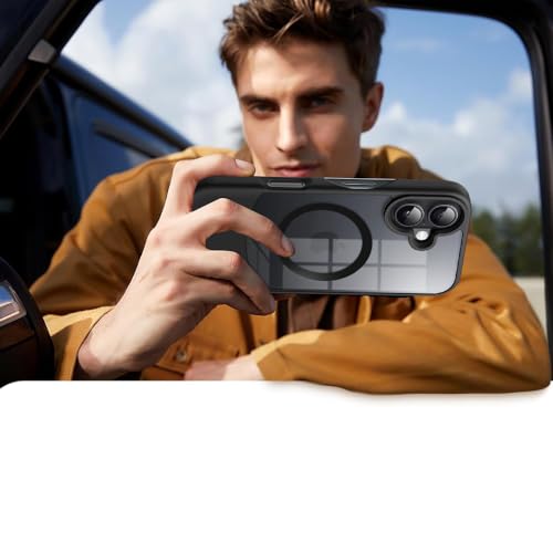 Image of KARWAN️Ultra-Hybrid Shockproof Back Cover with Mag-Safe Case foriPhone 16 | Camera Protection Bump |Shockproof Back Cover Case for iPhone 16 (PC & TPU, Smoked Matte Sides) Black