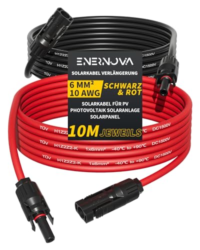 Solarkabel 4mm/6mm Solarkabel Verlängerung 1/2/3/5/8/10/12/15/18/20M Multi-Contact 4 Verlängerungskabel IP67 Wasserdichtem für PV Solaranlage(6mm 10M)