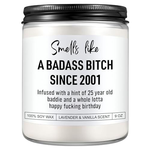 Karply Funny Scented Candle, 25th Birthday Gifts for Women, 25th Birthday Decorations, Happy Bday Gifts for 25 Year Old Woman, Her, Daughter, Girls, Best Friend, Sister, Niece, Female, Born in 2001