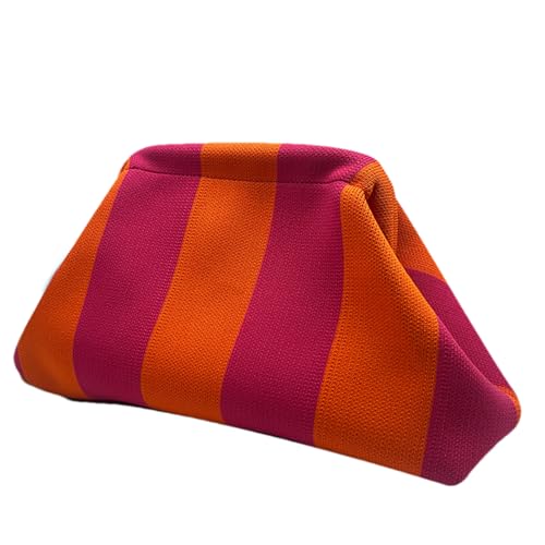 Beach Clutch Handbag For Women - Color Handbags Cast Pelletizing Clutch | Casual Woven Hook Lock Fence Dumpling Knitted Pouch For Beach,, Purple Orange, Se référer à la description