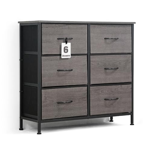 CAPHAUS Drawer Storage Tower w/ 6 Fabric Bins, Laundry Storage,