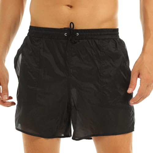 Men's See-Through Boxers Shorts Drawstring Quick Dry Beach Swimming Trunks Bottoms Mesh Liner Swimwear2