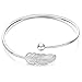TOMYEER Bracelet réglable en Argent Sterling 925 pour Femme Motif Feuilles et Plumes