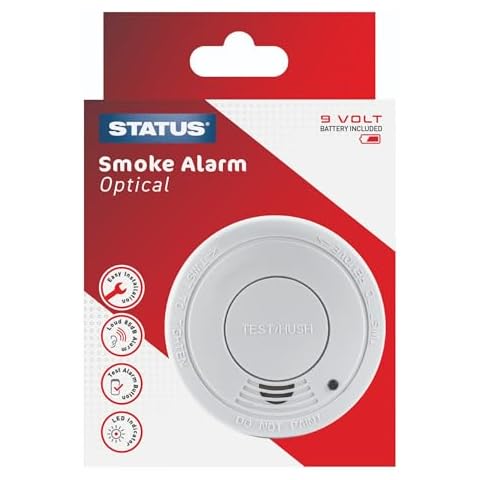 STATUS 9 V Photoelectric Smoke Alarm with Battery Cover