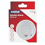 STATUS 9V Photoelectric Smoke Alarm, Battery Operated Fire Detector for Home Bedroom Kitchen Hallway, Includes 9V Battery, Easy Test Button, Low Battery Warning, (9VDCPESA5)