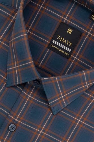 Image of 7-DAYS Men's Premium Checks Formal Shirt - Cotton Rich, Regular Fit, Full Sleeve, with Pocket, Wrinkle Resistant - Stylish Office & Everyday Wear.