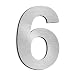 nanly - Adesivo in acciaio INOX con numero civico 1 (uno), realizzato in solido acciaio inossidabile 304, aspetto galleggiante, altezza 10 cm, number 6