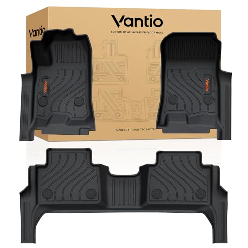 Image of Floor Mats for 2023-2025 2026 Chevy Colorado /GMC Canyon Crew Cab, Custom Fit All Weather TPE Floor Liners with Door Sill Protection, Waterproof Heavy Duty Full Coverage Black