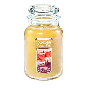 Yankee Candle Honeycrisp Apple Cider Scented Classic 22oz Large Jar Single Wick Aromatherapy Candle Over 110 Hours of Burn Time Apothecary Jar Fall Candle Autumn Candle Scented for Home