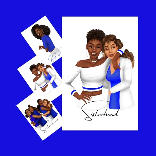 Image of Sisterhood Tote Bag, Journal and Stationery Gift Set, 6x9 inch Lined Journal, 3 Greeting Cards, Embroidered Canvas Tote, Gift Pack for Friends and Sisters (Blue+White)