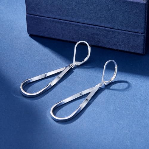 ALEXCRAFT 925 Sterling Silver Teardrop Leverback Earrings for Women Trendy Waterdrop Drop Twisted Dangle Earrings Jewelry 14K Gold Plated Hypoallergenic Boho Leverback Dangle Earring4