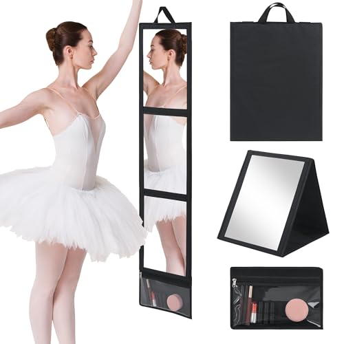 ROYALAY Full Length Mirror with Storage Bag, 47 * 13in Foldable Mirror Full Length, Trifold for Travel Makeup Dancing and Fitting Clothes