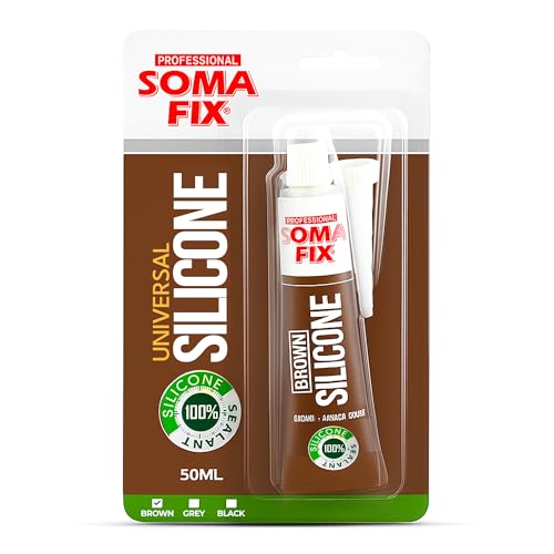 Brown Silicone Sealant - Flexible Silicone Tube for Wood Parquet Bathroom Sink Windows - Multi-Purpose Waterproof (Brown 50ml)