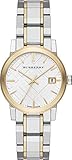 relojes mecanicos suizos baratos Movimiento suizo preciso. Reloj de pulsera suizo de acero inoxidable de 2 tonos de plata con fecha de 34 mm para mujer de la ciudad BU9115
