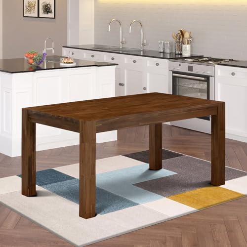 East West Furniture CN6-0N-T Celina Modern Kitchen Table - Rectangle Rustic Wood Dining Table , 36x60 Inch, Walnut - Thumbnail 2