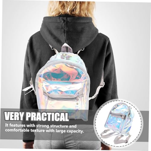 Sac à dos holographique transparent à reflets changeants avec finitions chic PU - 3