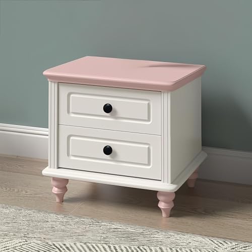 Vintage Narrow Nightstand with Drawers - Stylish Bedside Table with Wooden Legs for Small Spaces, Ideal End Table for Living Room & Bedroom (50cm)