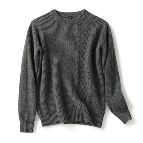Hdhdeueh Men Cashmere O-Neck Sweater 2024 Keep Warm Pullover Solid Thick （Winter Business Jumpers