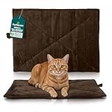 FurHaven ThermaNAP Self Warming Cat Mat/Dog Bed for Crates with Self-Warming Technology for Cozy Rest, Fully Machine Washable, Small, Plush Faux Fur, Espresso