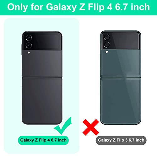Monasay Phone Case For Galaxy Z Flip 4,[Screen Protector Included] Leather Cell Phone Cover With Ring For Samsung Galaxy Z Flip 4 5G, Light Blue #TOP1