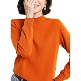 [SHANLIANG] ニット トップス レディース 長袖 セーター 秋冬 ニュールック 4サイズ展開 ハイネック カシミヤタッチ 重ねる着便利 着回しやすい 着痩せ 小顔 高伸縮 カットソー ニットソー インナー カジュアル シンプル 春 可愛い おしゃれ (JP, アルファベット, M, オレンジ)