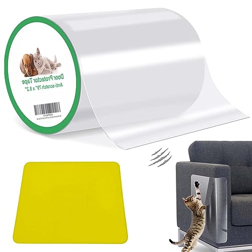Aicharynic Repskydd för katt, 20 cm x 5 m, repskydd, klösskydd, soffa, katt, transparent, självhäftande, reptålig film för katter, möbelskydd för soffa, möbler, dörr, repskydd