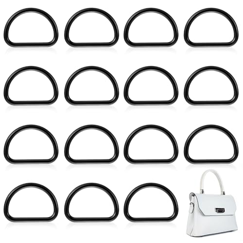 Tyqour 12 Stück D Ringe 25mm Halbrunder Schwarz D-Ring Metall D Ring 25mm Schnalle Klein D-Ringe Schwarz D-Ringe aus Zinklegierung für Tasche, Schnalle, Gurte, Rucksack, Bastelzubehör, Karabiner