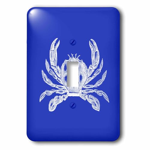 Interruptor de luz de cangrejo blanco y azul marino 3dRose lsp_164896_1 2