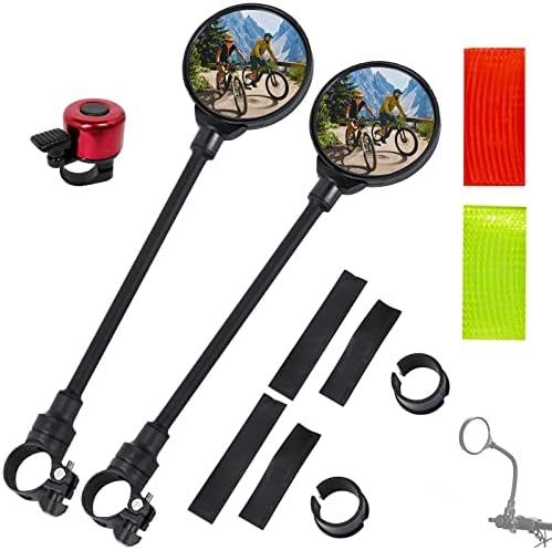 Bravace Bike Mirror, 11 Pcs Adjustable Bicycle Mirrors Handlebar Rearview Mirror Shockproof Acrylic Convex Safety Mirror with Wide Angle, Bicycle Accessories for Adult Bikes Mountain Road Bikes