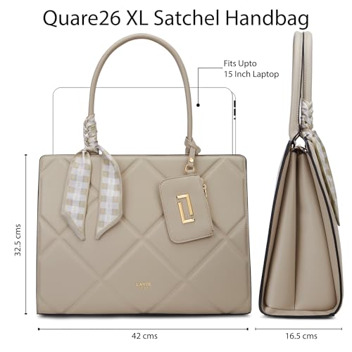Image of Lavie Luxe Women's Quare26 Extra Large Laptop Satchel Bag | Upto 14 Inch | Satchel Handbag for Work | Ladies Purse | Stylish Shoulder Bag | Gift for Women