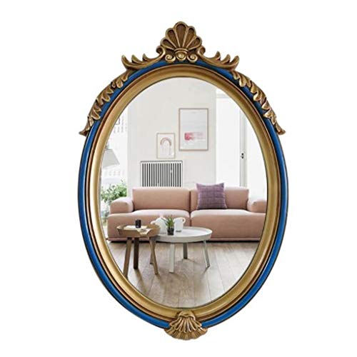 Modern Retro Mirror Mirrors Decorative On The Wall Resin Carved Vanity Living Room Wall Hanging Decorative Creative Oval Mirrors
