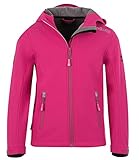 Kapuze Trollkids Mädchen Softshell Jacke Trollfjord, Magenta/Grau, Größe 140