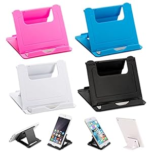 Morices 4 Pcs Foldable Cell Phone Stand, Multi-Angle Adjustable Universal Mobile Phone Holder, Portable Pocket Desktop Holder Cradle Compatible with Tablet Smartphones Kindle (Mixed Color)
